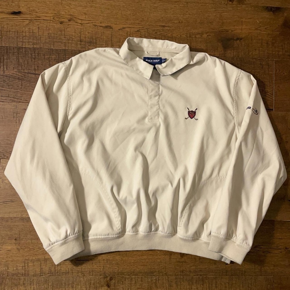 Polo Golf Ralph Lauren Pullover Jacket Mens XXL White Preppy Tour 18 Vintage